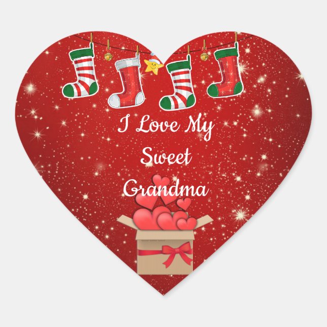 Christmas, Sweet Grandma Heart Sticker (Front)