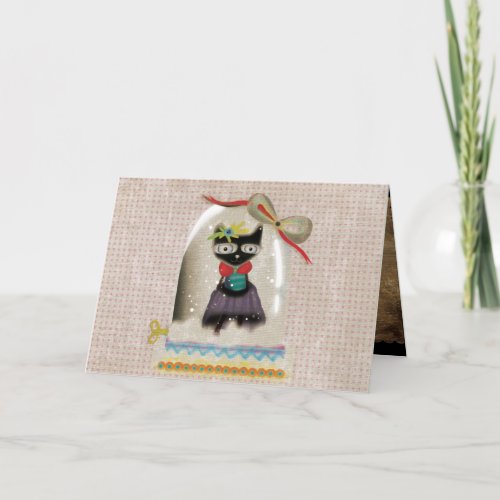 Christmas sweet little cat holiday card