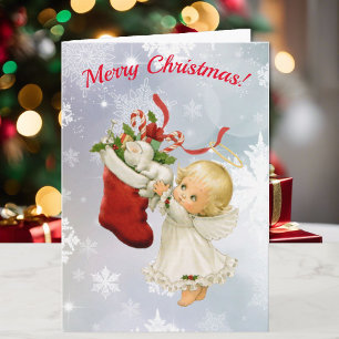Christmas Sweet Littlest Angel & Kitty Your Text Card