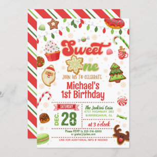 Christmas Sweet One Birthday Invitation