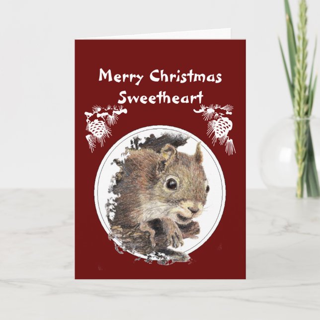 Christmas Sweetheart  From bunch of Nuts  Squirrel Holiday Card (Front)