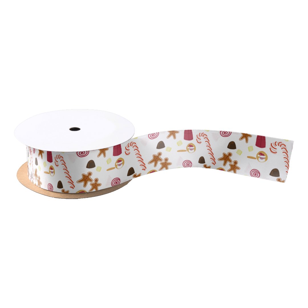 Christmas Sweeties Candies, Peppermints Candy Cane Satin Ribbon | Zazzle