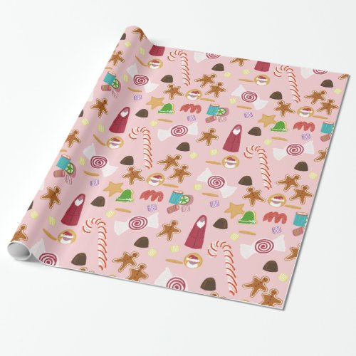Christmas Sweeties Candy Peppermint Candy Canes Wrapping Paper