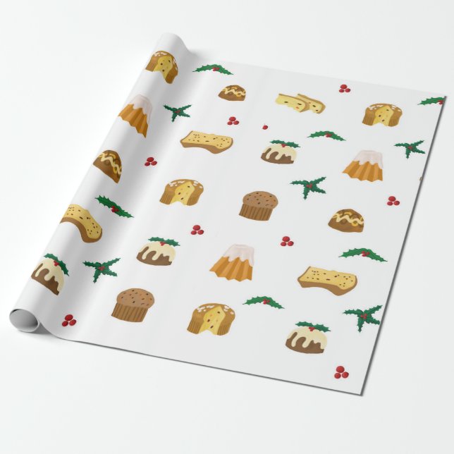 Christmas sweets and mistletoe wrapping paper (Unrolled)