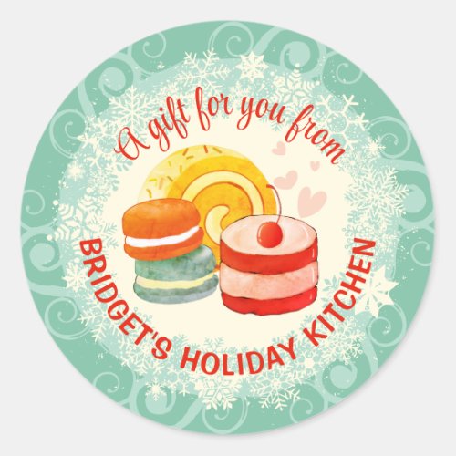 Christmas sweets baking from the kitchen of classic round sticker