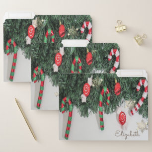Christmas Sweets, Gold Snowflakes- Personalized File Folder