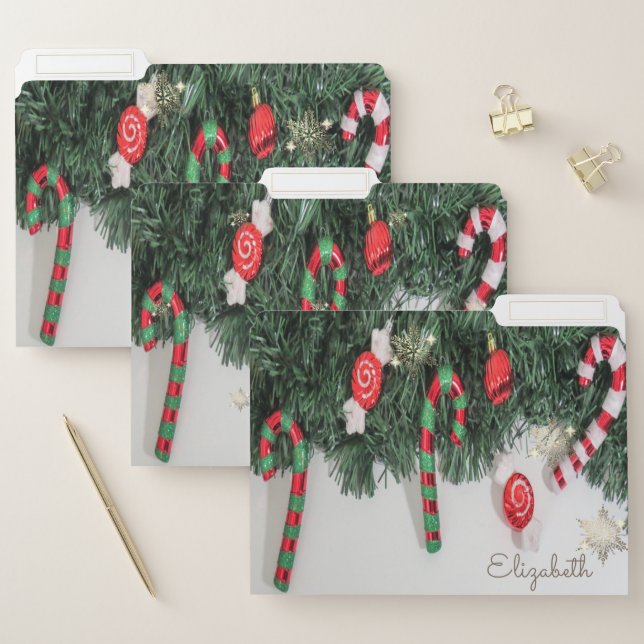 Christmas Sweets, Gold Snowflakes- Personalized File Folder (Set)
