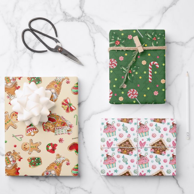 Christmas Sweets Wrapping Paper Sheets (Front)