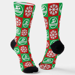 Christmas Swimming & Diving Swim Snowflake Swimmer Socks