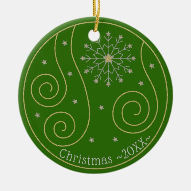 Christmas "Swirls & Twirls" Ornament Personalize (Front)