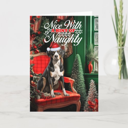 Christmas Swiss Mountain Dog Naughty or Nice Holiday Card