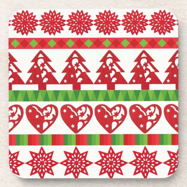 Christmas symbols beverage coaster (Front)