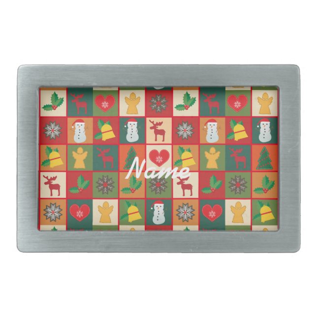 Christmas Symbols Medley Art Thunder_Cove  Belt Buckle (Front)
