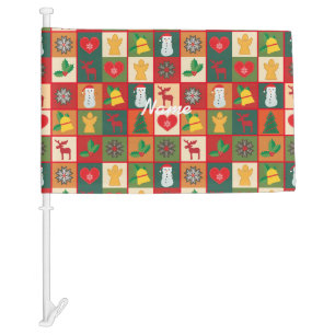 Christmas Symbols Medley Art Thunder_Cove Car Flag