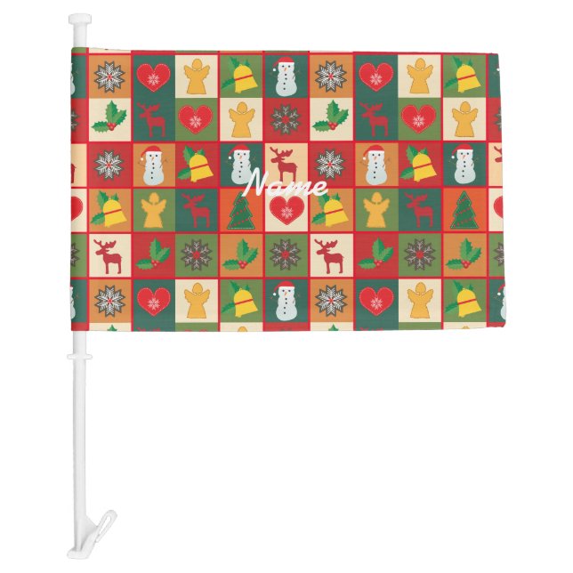 Christmas Symbols Medley Art Thunder_Cove Car Flag (Front)
