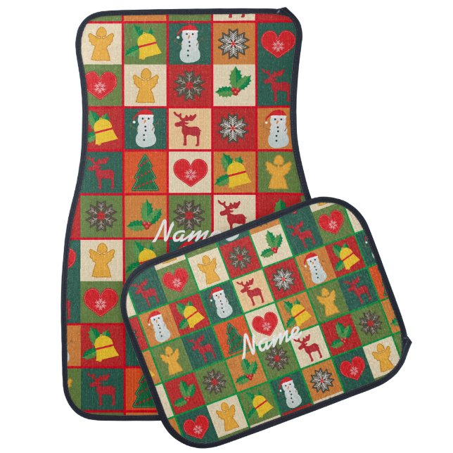 Christmas Symbols Medley Art Thunder_Cove Car Floor Mat (Set)