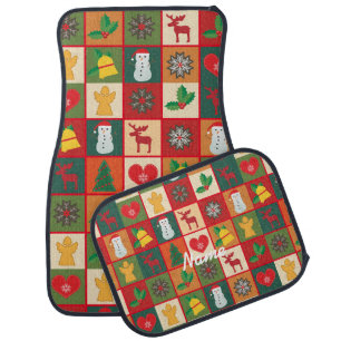 Christmas Symbols Medley Art Thunder_Cove  Car Floor Mat