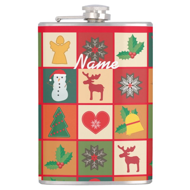 Christmas Symbols Medley Art Thunder_Cove  Flask (Front)