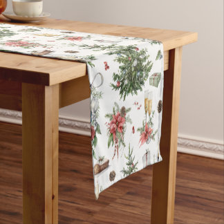 Christmas symbols pattern short table runner