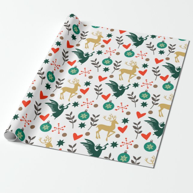 Christmas Symbols Seamless Pattern Wrapping Paper (Unrolled)