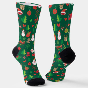 Christmas symbols trendy whimsical cartoon pattern socks