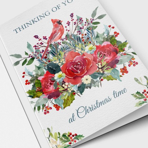Christmas Sympathy Bouquet  Cardinal Remembrance Holiday Card