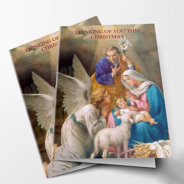 Christmas Sympathy Cards | Thinking of You 1 (Nativity Scene Religious Thinking of You Sympathy Remembrance Cards)