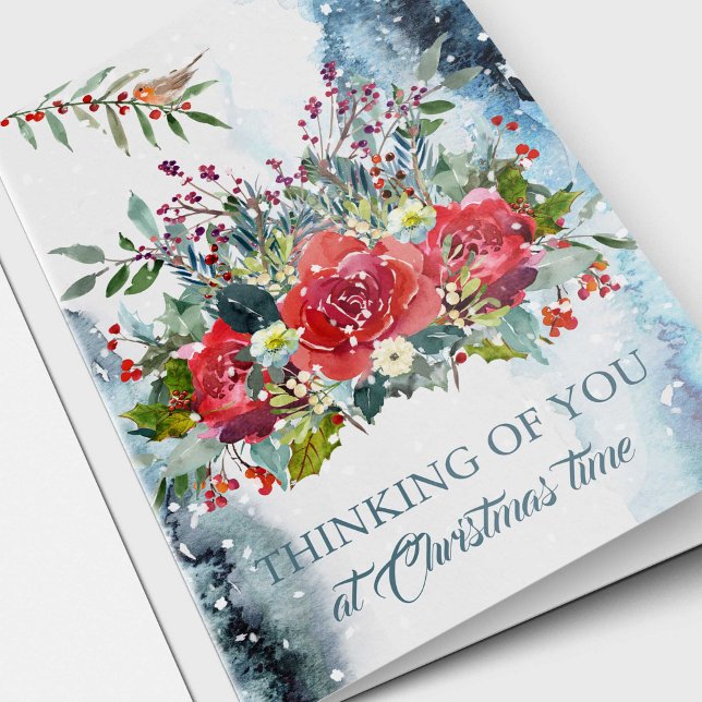 Christmas Sympathy Thinking of You Remembrance Holiday Card (Thinking Of You At Christmas Time Sympathy Memorial Bereavement Remembrance Christmas Card)