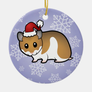 Christmas Syrian Hamster Ceramic Ornament