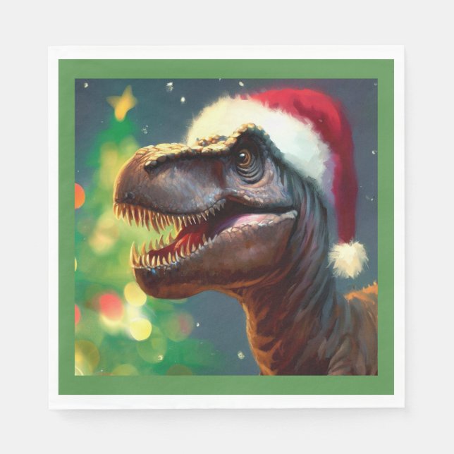 Christmas T-Rex 2 Napkins (Front)
