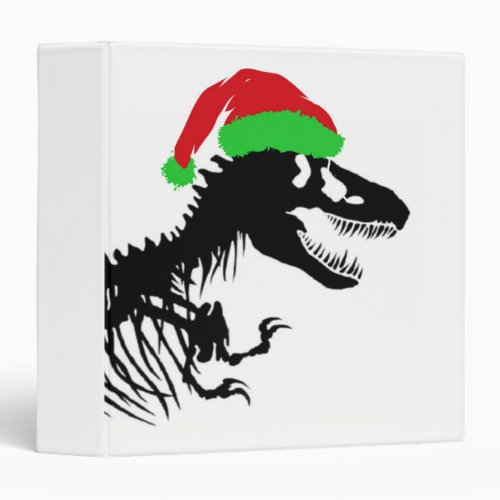 Christmas T_Rex 3 Ring Binder