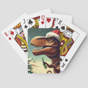 Christmas T-Rex (4) Poker Cards