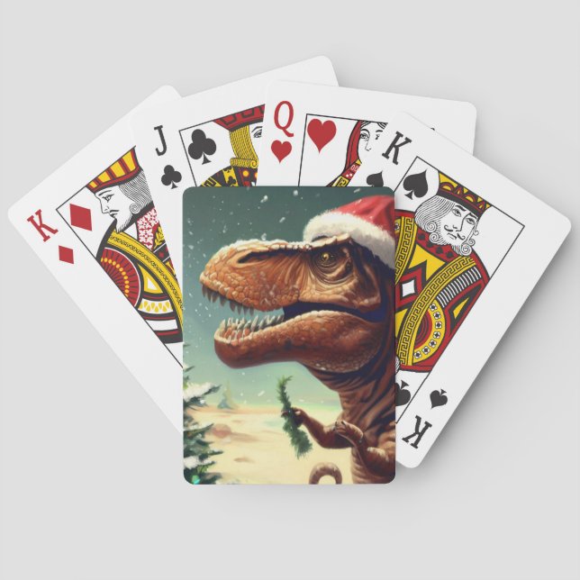 Christmas T-Rex (4) Poker Cards (Back)
