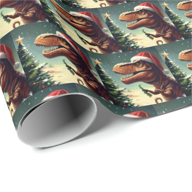 Christmas T-Rex 4 Wrapping Paper (Roll Corner)