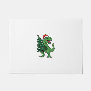 Christmas T-Rex Carrying Christmas Tree Doormat