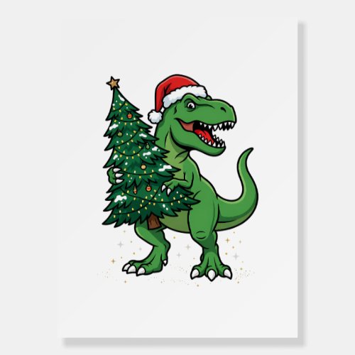 Christmas T-Rex Carrying Christmas Tree Foam Board