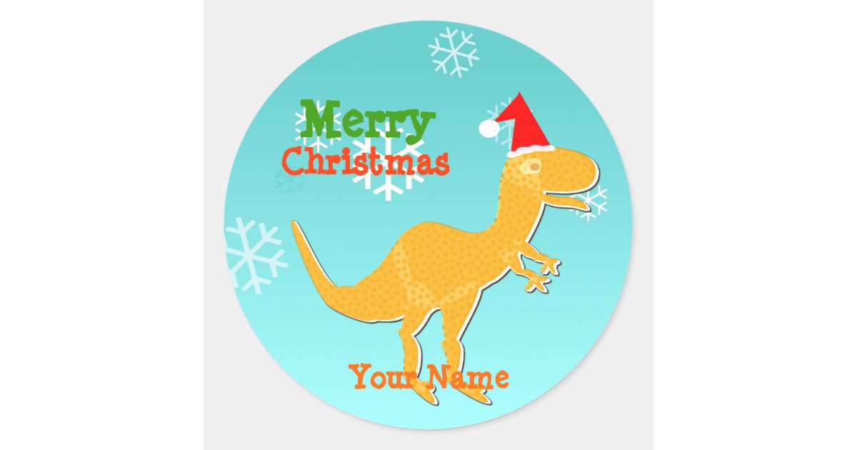 Christmas T Rex Cartoon Dinosaur Name Stickers Zazzle Com