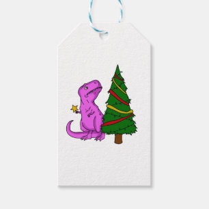 Christmas T-Rex dinosaur 3 Gift Tags