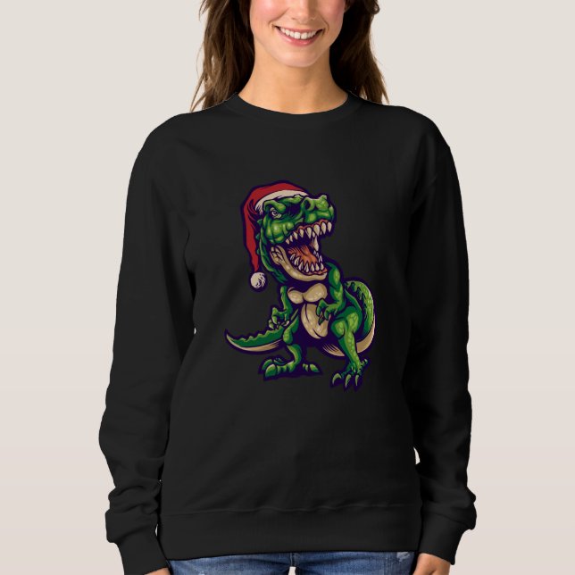 Christmas T-rex Dinosaur | Dinosaur Design Sweatshirt (Front)