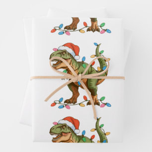 Christmas T Rex Dinosaur Xmas Dino Tyrannosaurus Wrapping Paper Sheets