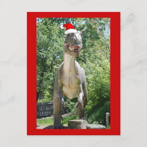 Christmas T_Rex Holiday Postcard