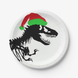 Christmas T-Rex Paper Plates