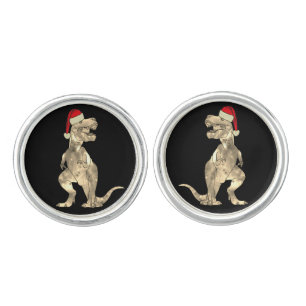 Christmas T Rex Santa Dinosaur Funny Festive Humor Cufflinks