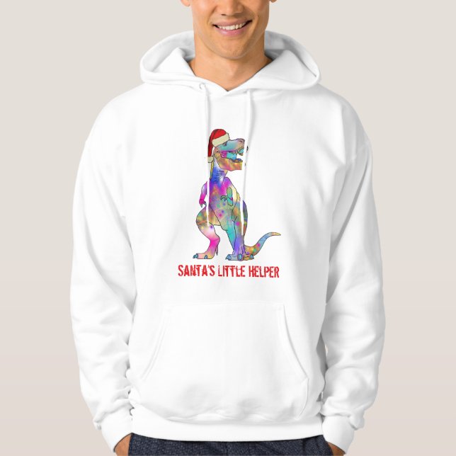 Christmas T-Rex Santa Dinosaur Hoodie (Front)