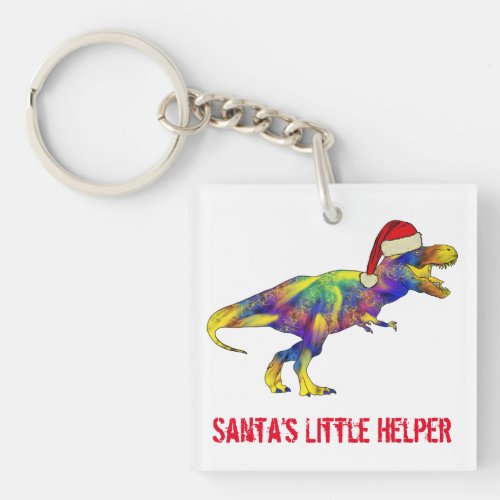Christmas T_Rex Santa Funny Quote Keychain