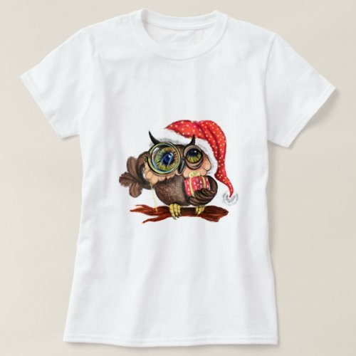 Christmas T_Shirt Baby Owl with Gift