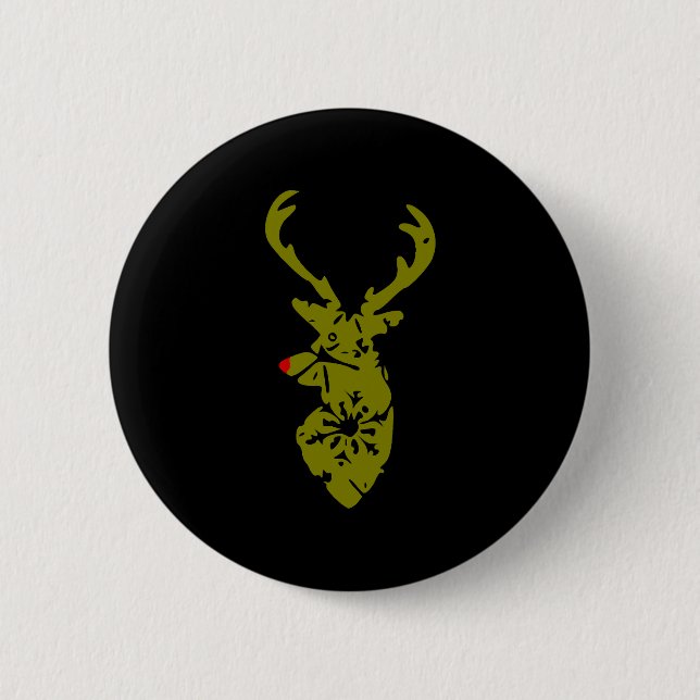 Christmas T Shirt, Cool Christmas Deer Shirt Button (Front)