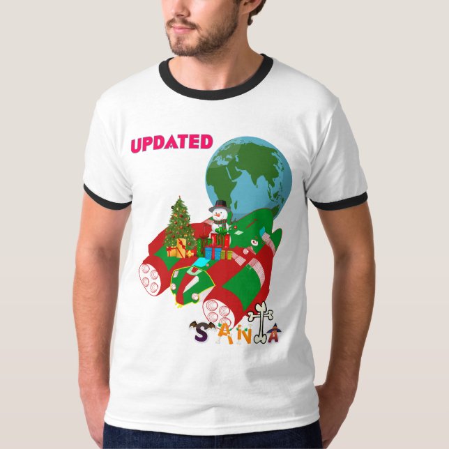 "Christmas T-Shirt Design: 'Updated Santa'. (Front)