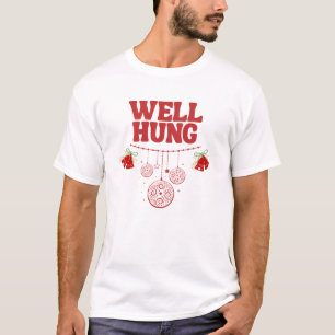 Christmas T-shirt Mens - Well Hung -  Red