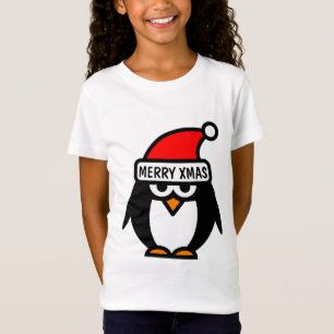 Christmas t shirt with funny penguin cartoon